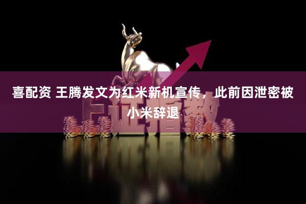 喜配资 王腾发文为红米新机宣传，此前因泄密被小米辞退